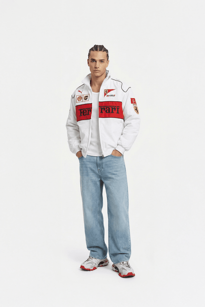 Ferrari F1 Vintage Racing Jacket – Weiße Edition